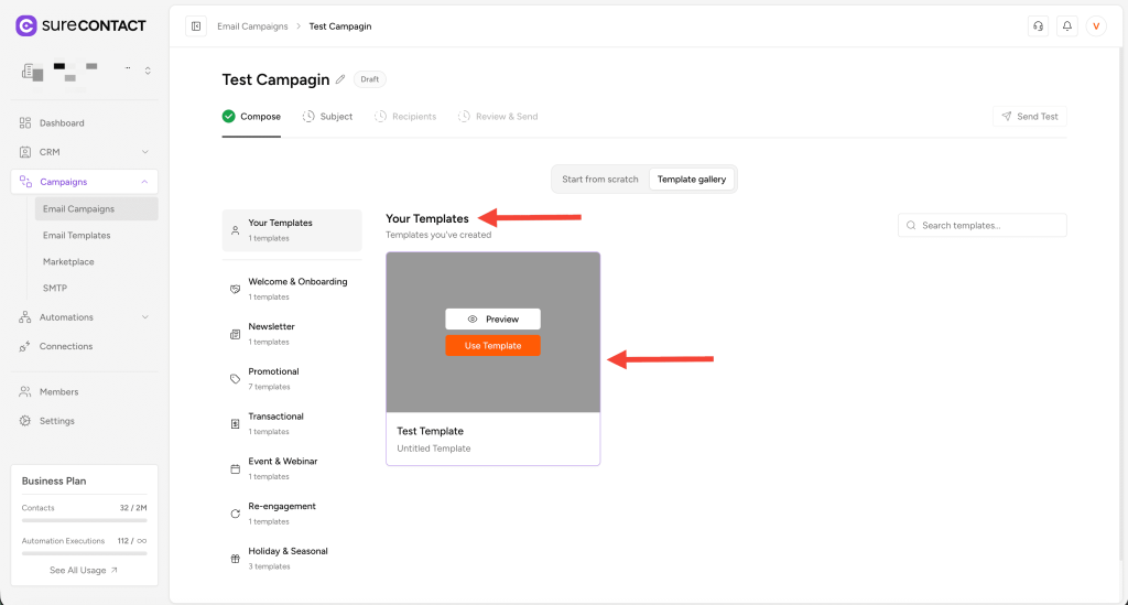 Email Campaigns in Surecontact annotation on 2025 12 29 at 17 47 15