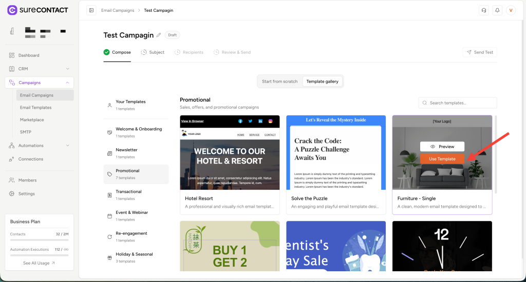 Email Campaigns in Surecontact annotation on 2025 12 29 at 17 51 10