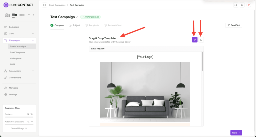 Email Campaigns in Surecontact annotation on 2025 12 29 at 18 29 57
