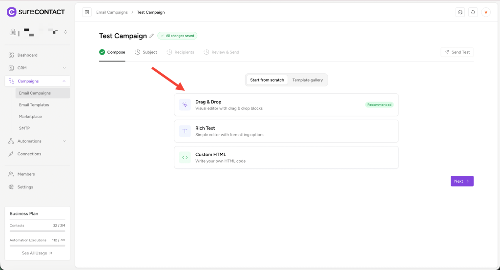 Email Campaigns in Surecontact annotation on 2025 12 29 at 18 36 36
