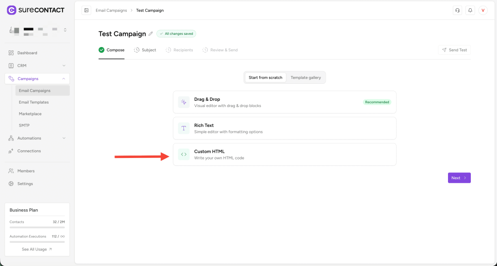 Email Campaigns in Surecontact annotation on 2025 12 29 at 19 08 41