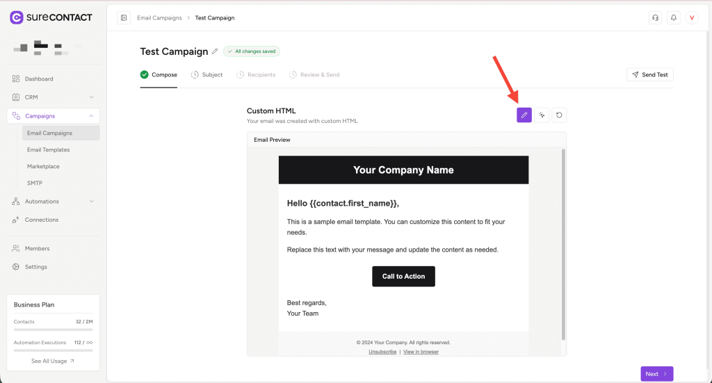 Email Campaigns in Surecontact annotation on 2025 12 29 at 19 12 23