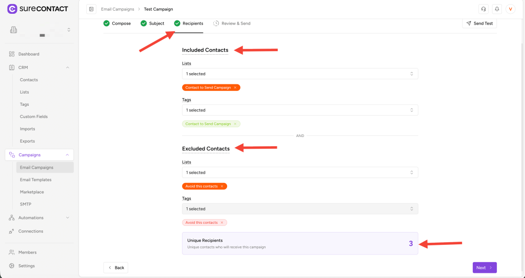 Email Campaigns in Surecontact annotation on 2025 12 29 at 19 48 27