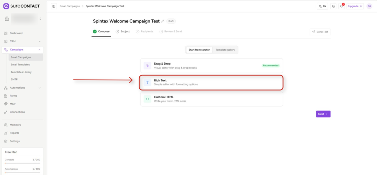 email campaign creation interface (1)