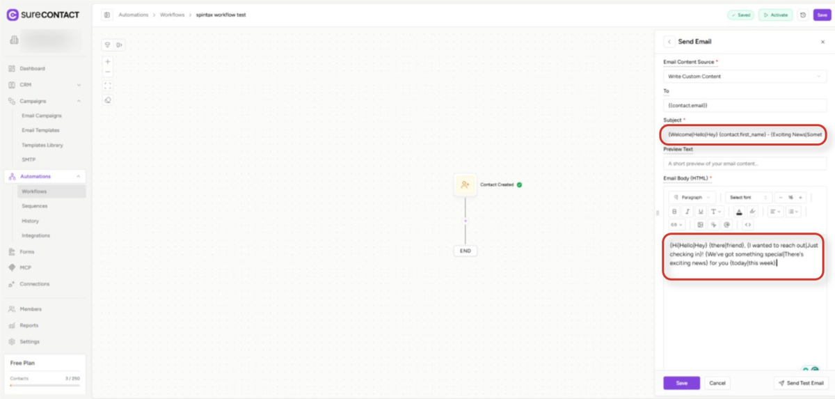 email marketing automation workflow interface