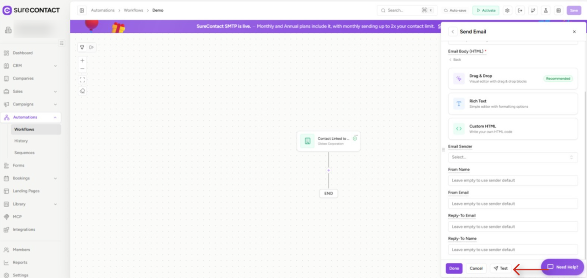 surecontact workflow automation editor interface