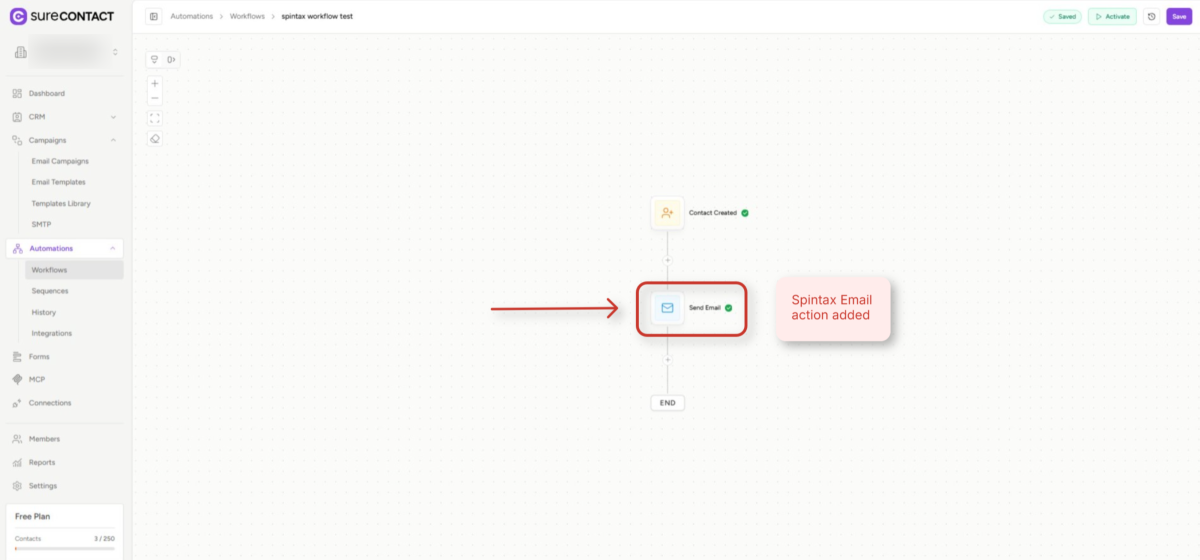 surecontact automations workflow interface