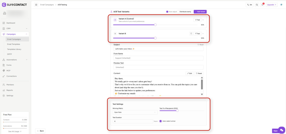 email campaign ab testing dashboard (1)