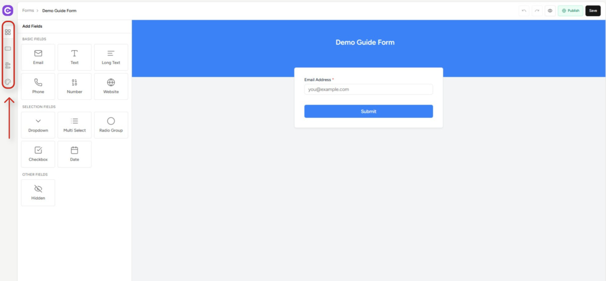 online form builder interface