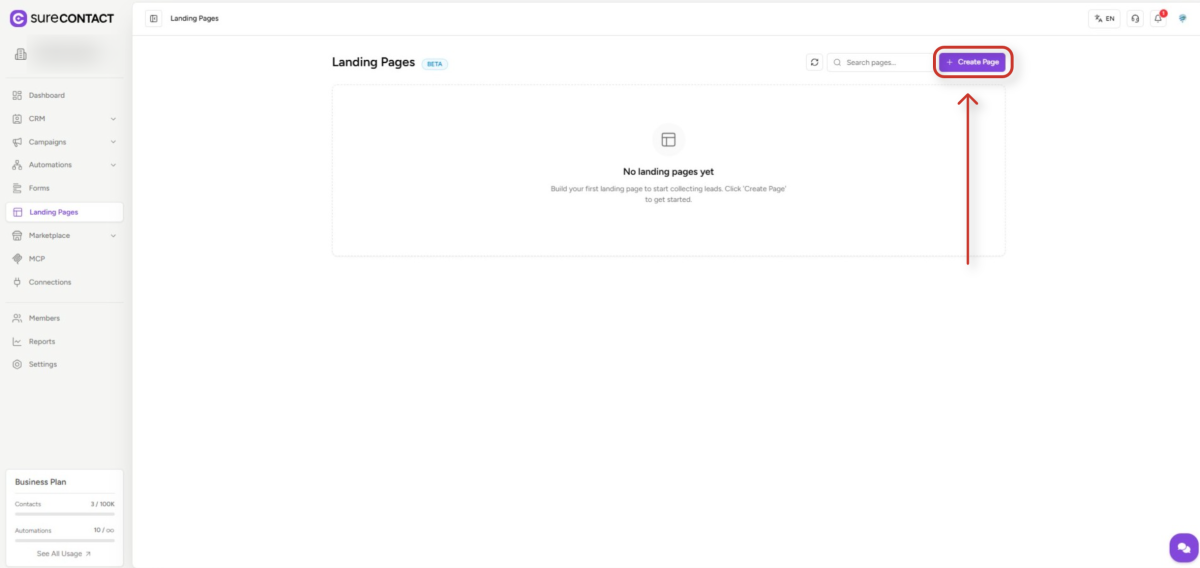 surecontact landing pages dashboard empty state (1)
