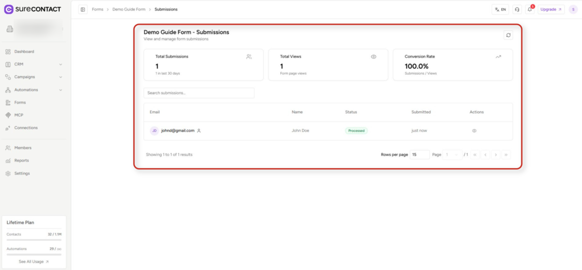 surecontact demo guide form submissions dashboard (1)