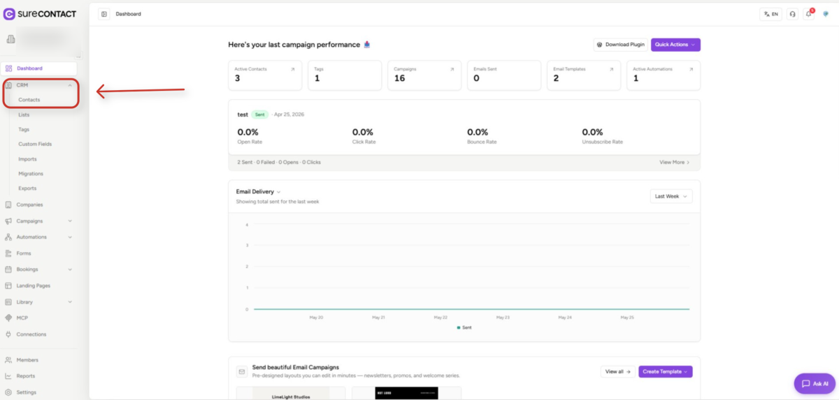 marketing platform campaign dashboard