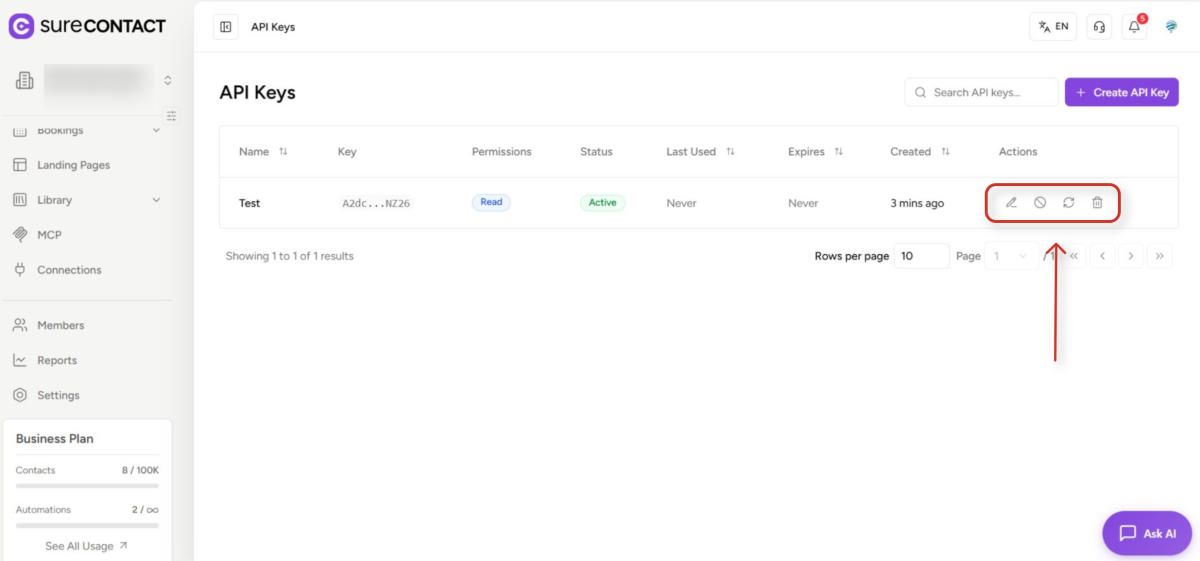surecontact api keys management dashboard (1)