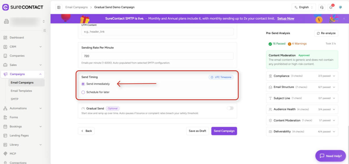 email campaign configuration and pre send analysis interface (1)