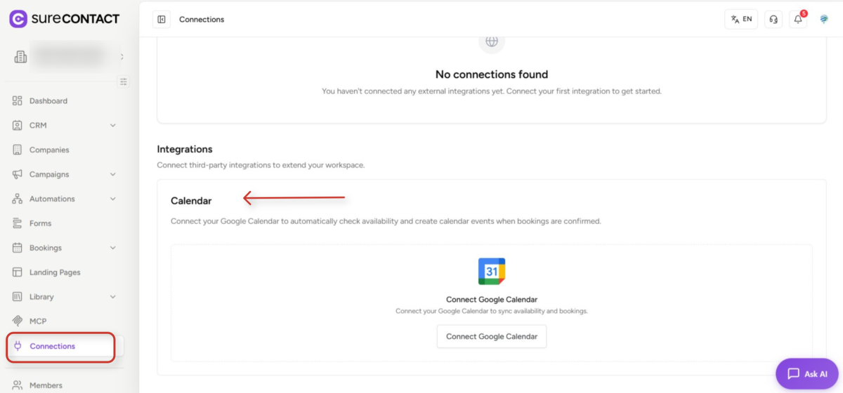 surecontact platform connections and integrations page