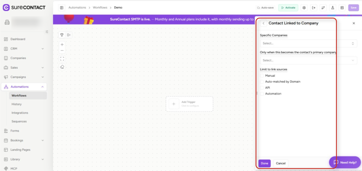 surecontact workflow automation configuration