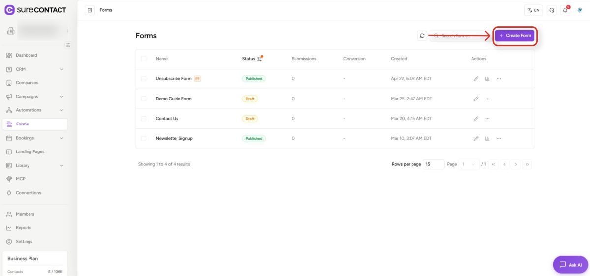 surecontact forms management interface (1)
