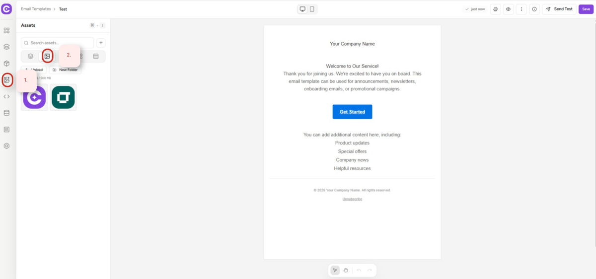 email marketing template builder interface