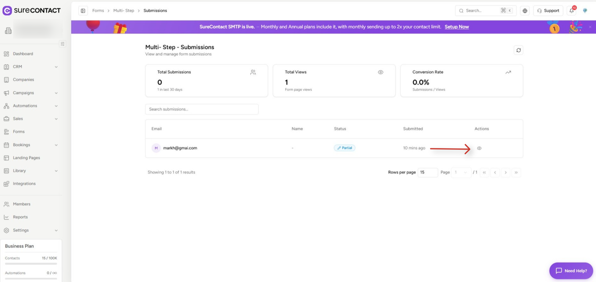 Partial Form Submission Guide surecontact multi step submissions dashboard (1)