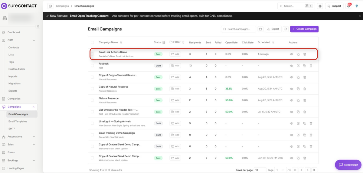 email campaign management dashboard