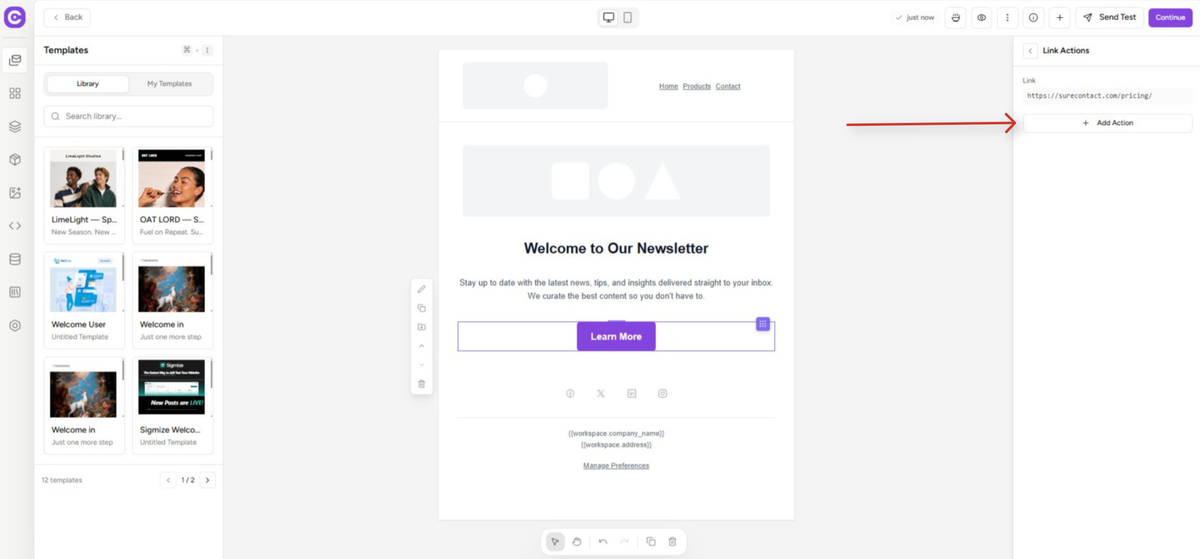 newsletter template design interface
